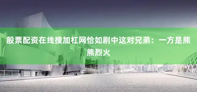 股票配资在线搜加杠网恰如剧中这对兄弟：一方是熊熊烈火