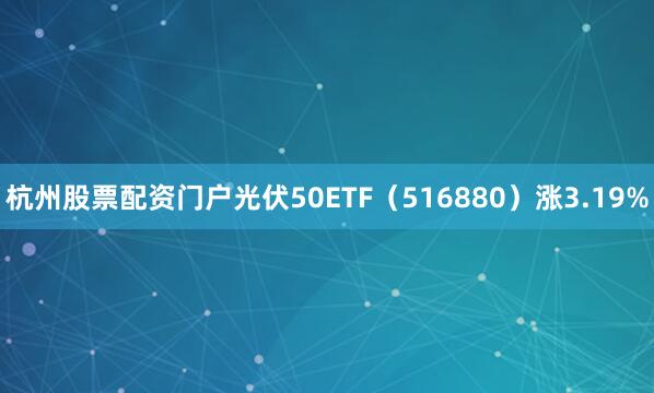杭州股票配资门户光伏50ETF（516880）涨3.19%